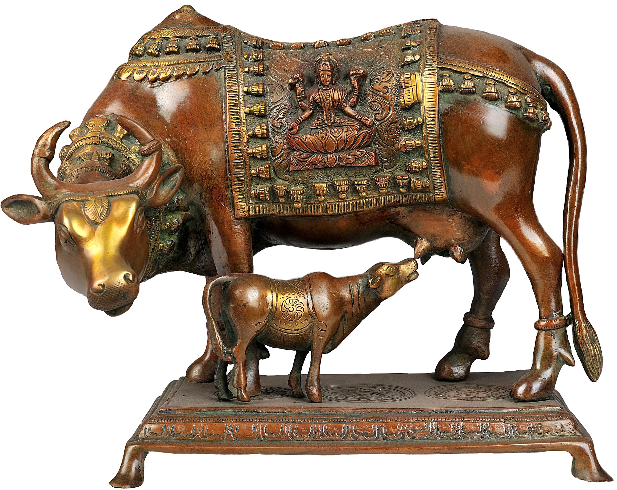 Statue vache et veau laiton déesse Lakshmi Exotic India sculpture inde