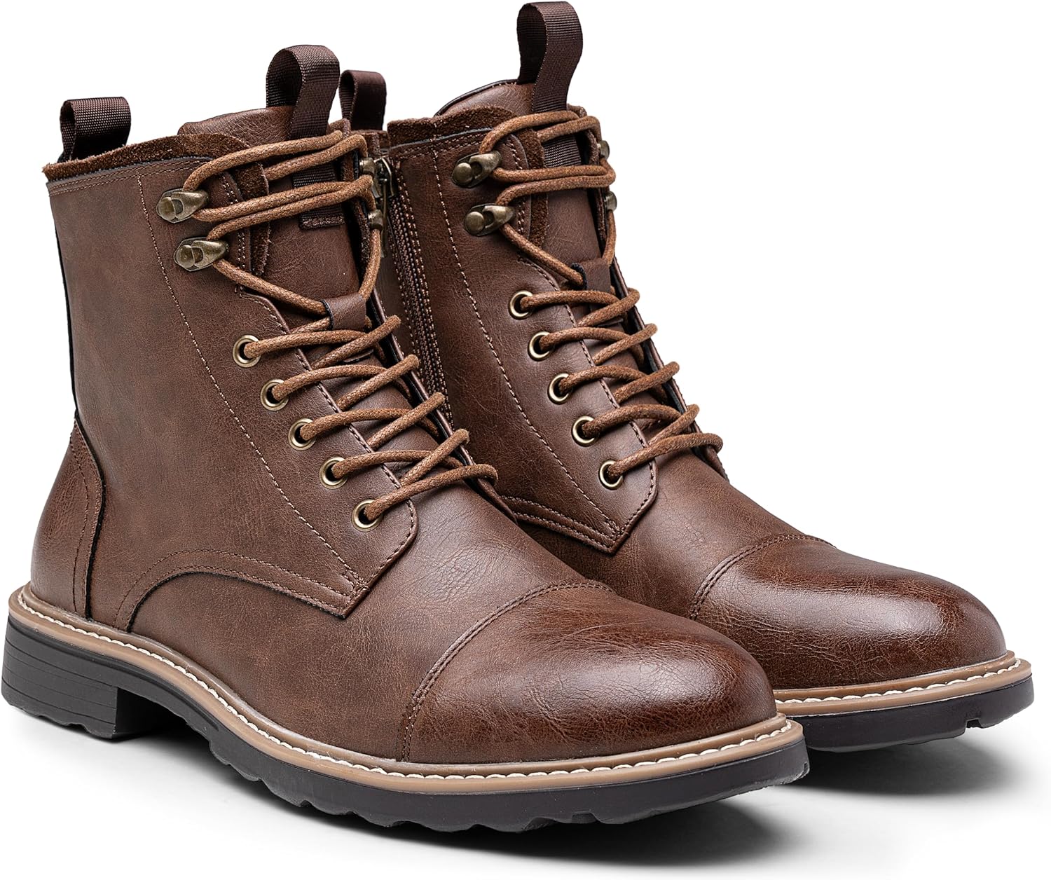 Vostey Mens Boots Motorcycle Casual Boots for Men Zipper Fashion Chukka Boots Mens - Image 4