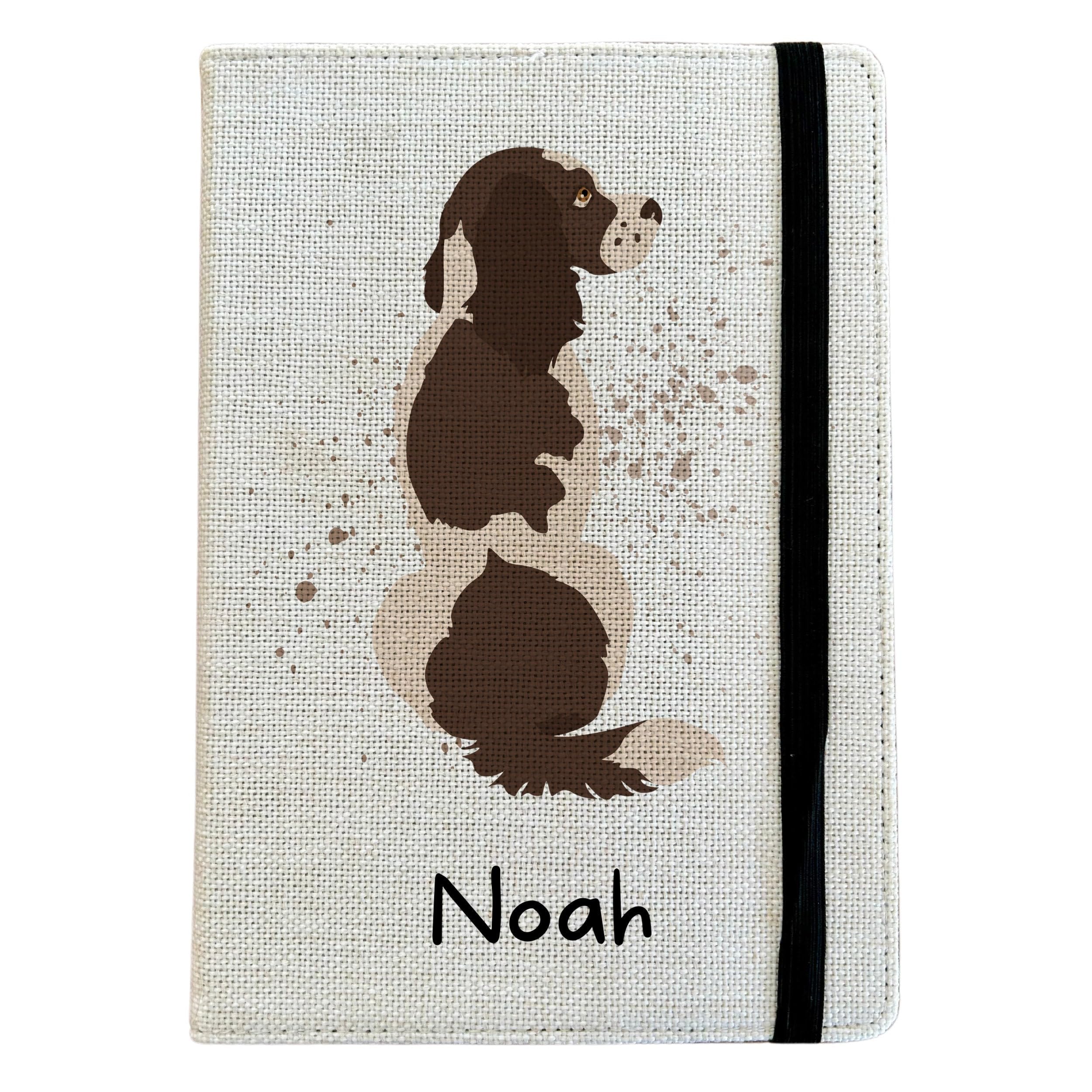 Personalised Springer Spaniel Dog A5 Notebook - Custom Dog Lined Journal - Reusable Puppy Notebook Cover - Linen Hardback Journal Cover Gift