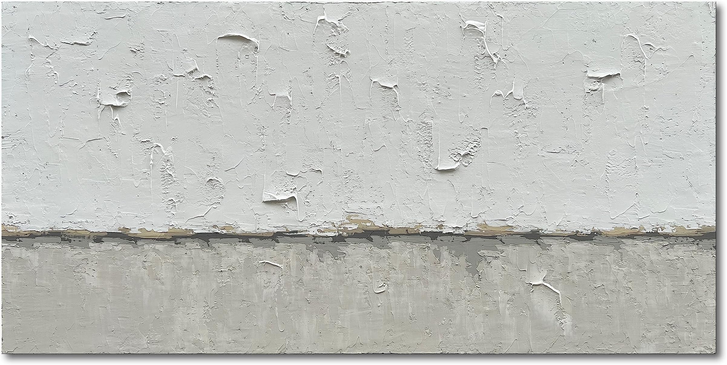 NANKAI Hand-Painted Grey and White Minimalist Oil Painting 30x60 inches Large Modern Art Piece Decorative Art for Living Room, Bedroom, Office, Wall Decorationative Art