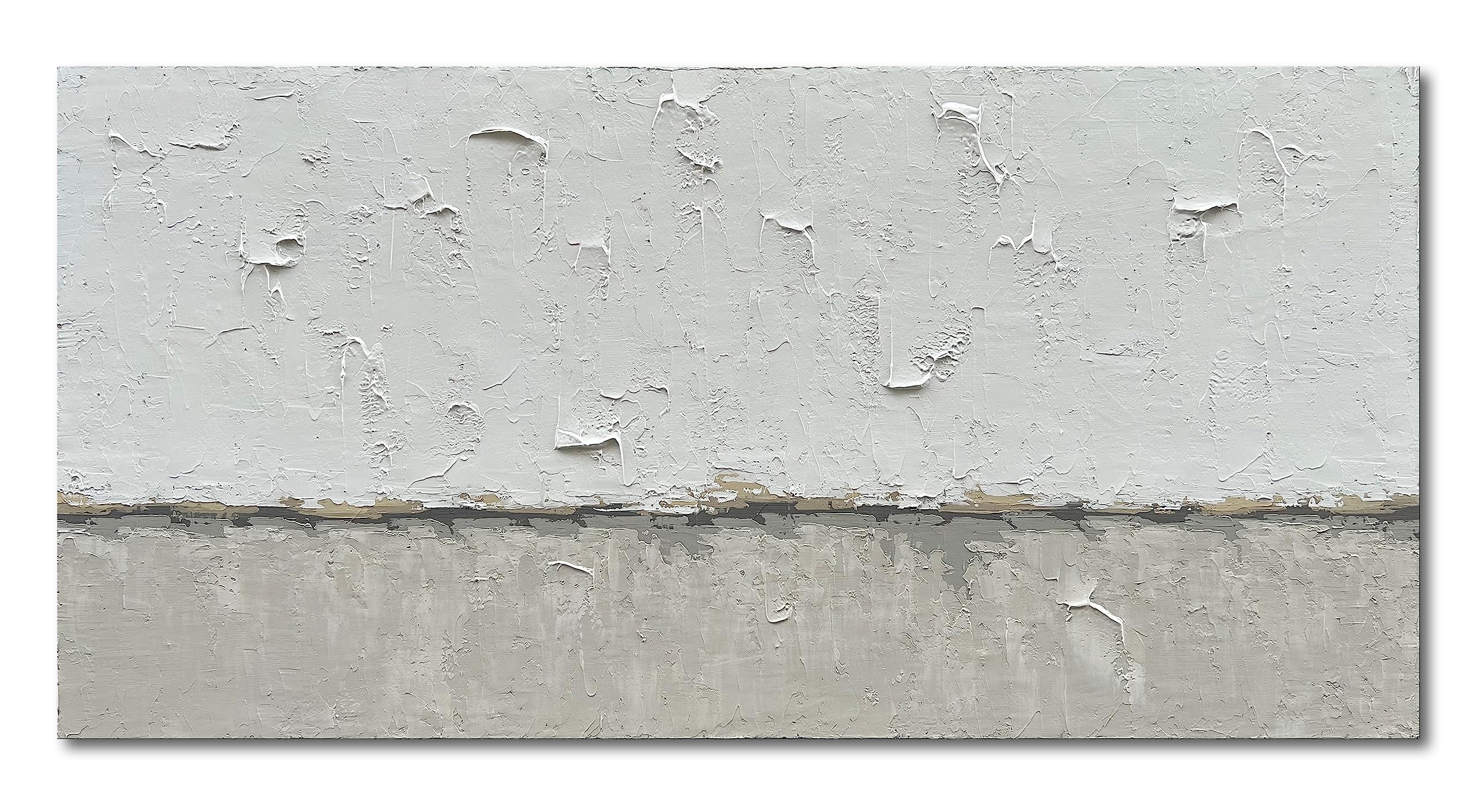 NANKAI Hand-Painted Grey and White Minimalist Oil Painting 30x60 inches Large Modern Art Piece Decorative Art for Living Room, Bedroom, Office, Wall Decorationative Art