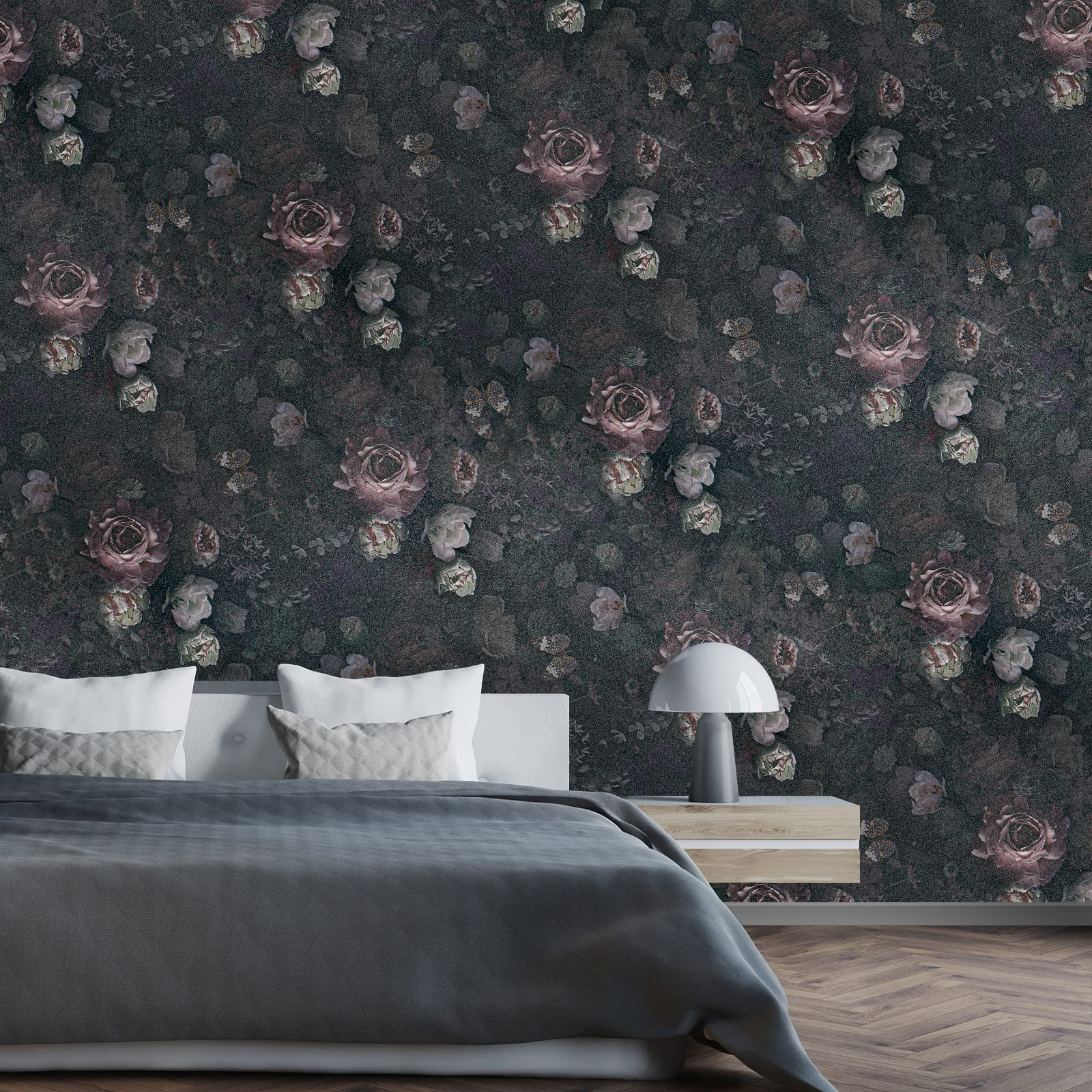 Snapklik.com : Vintage Dark Butterflies Peonies Wallpaper Mural 17 ...