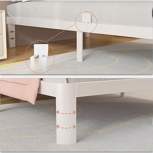 Miniatura 4 de Marcos de cama individual de 10 pulgadas con deflectores de metal, marco de cama de plataforma de acero resistente tamaño individual, no necesita