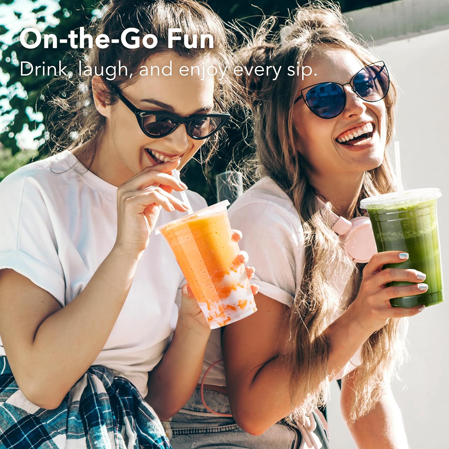 100 Pack 20 oz Clear Plastic Cups with Lids and Straws, Disposable Coffee Cups with Lids, To Go Iced Coffee Cups with Lids, Disposable Cups for Party, Smoothie Cup for Cold Drinks