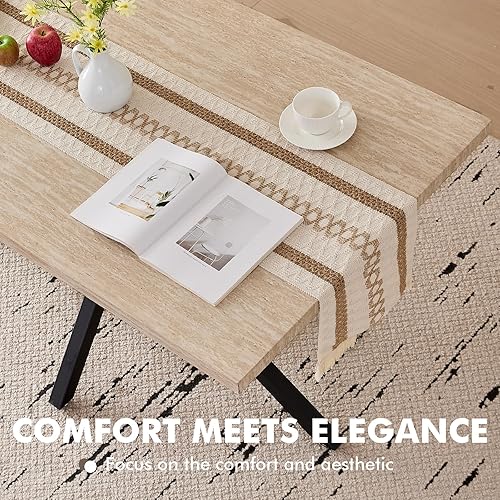 Miniatura 3 de Mesa de comedor de 55.1 pulgadas para 2 4 personas, pequeña mesa de cocina rectangular moderna de mediados de siglo con patas cruzadas de metal para