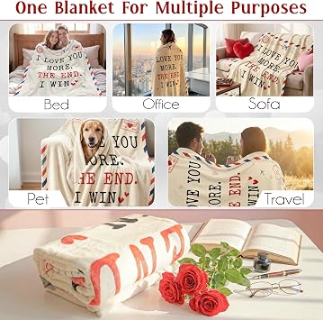 WRAPIX Anniversary Couple Gifts for Men Women - I Love You More Soft Fleece Throw Blanket 50x60 in - Anniversary Wedding Gifts for Him Her, Birthday Romantic Gift for Girlfriend Boyfriend Wife Husband