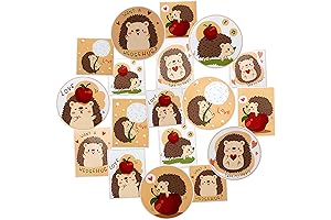 Hedgehog Stickers: 18-Pack Navy Peony Spiky Buddy Waterproof and Durable Square Stickers