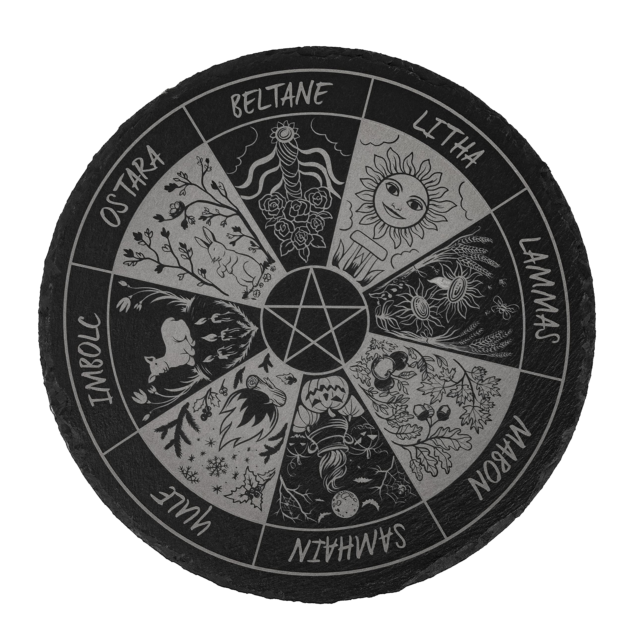 Double Sided | Wheel of the Year | Witch's Calendar | Divination Board | Pendulum Dowsing | Crystal Grid Black