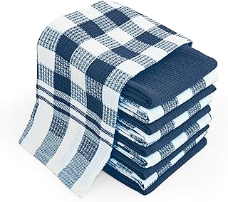 Torchons De Cuisine Pour Tous Les Jours Chef Pomodoro, Paquet De 10, 100% Pur Coton, 38 x 60 cm (Bleu)