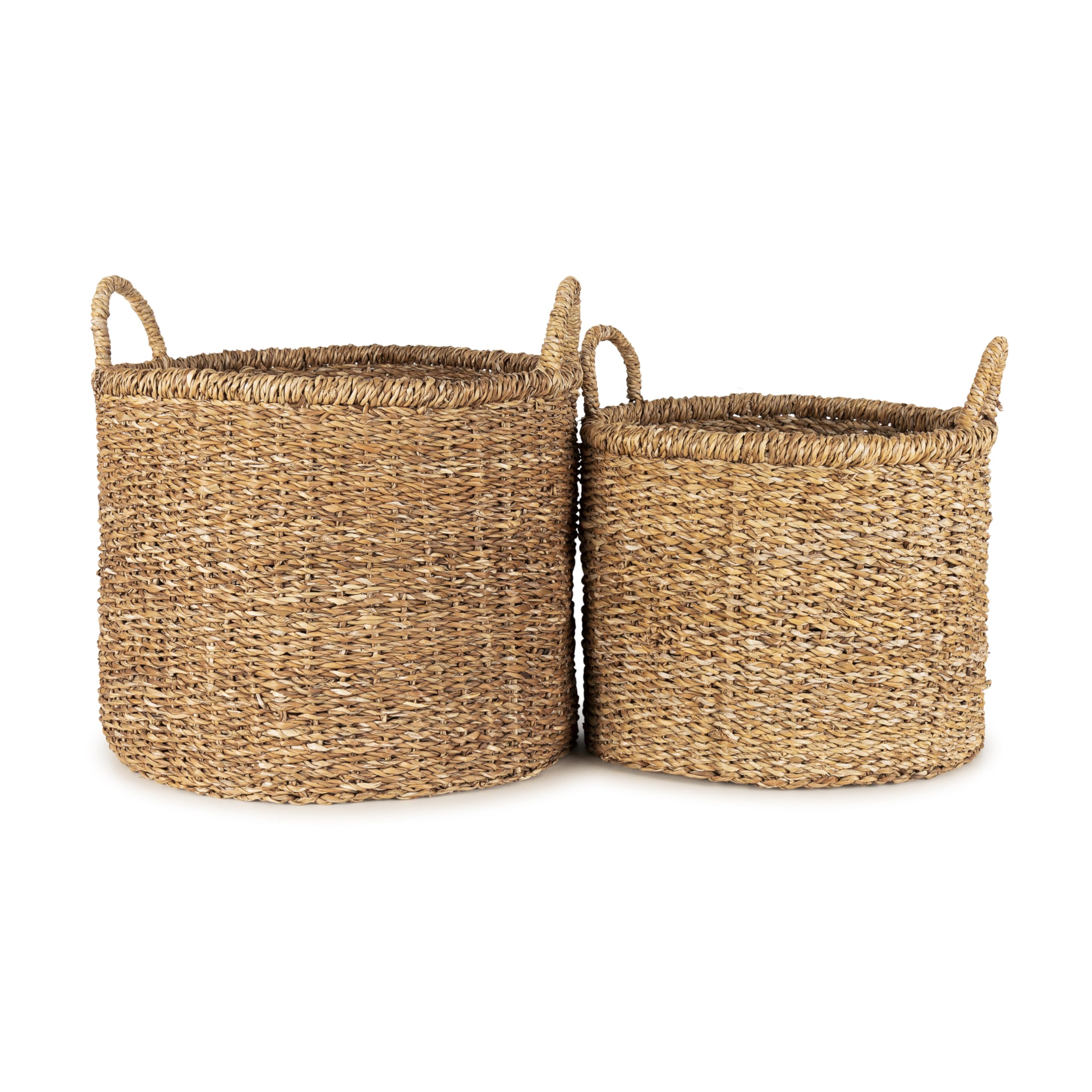 Olly & Rose Large Set 2 Premium Woven Seagrass Handmade Storage Baskets ...