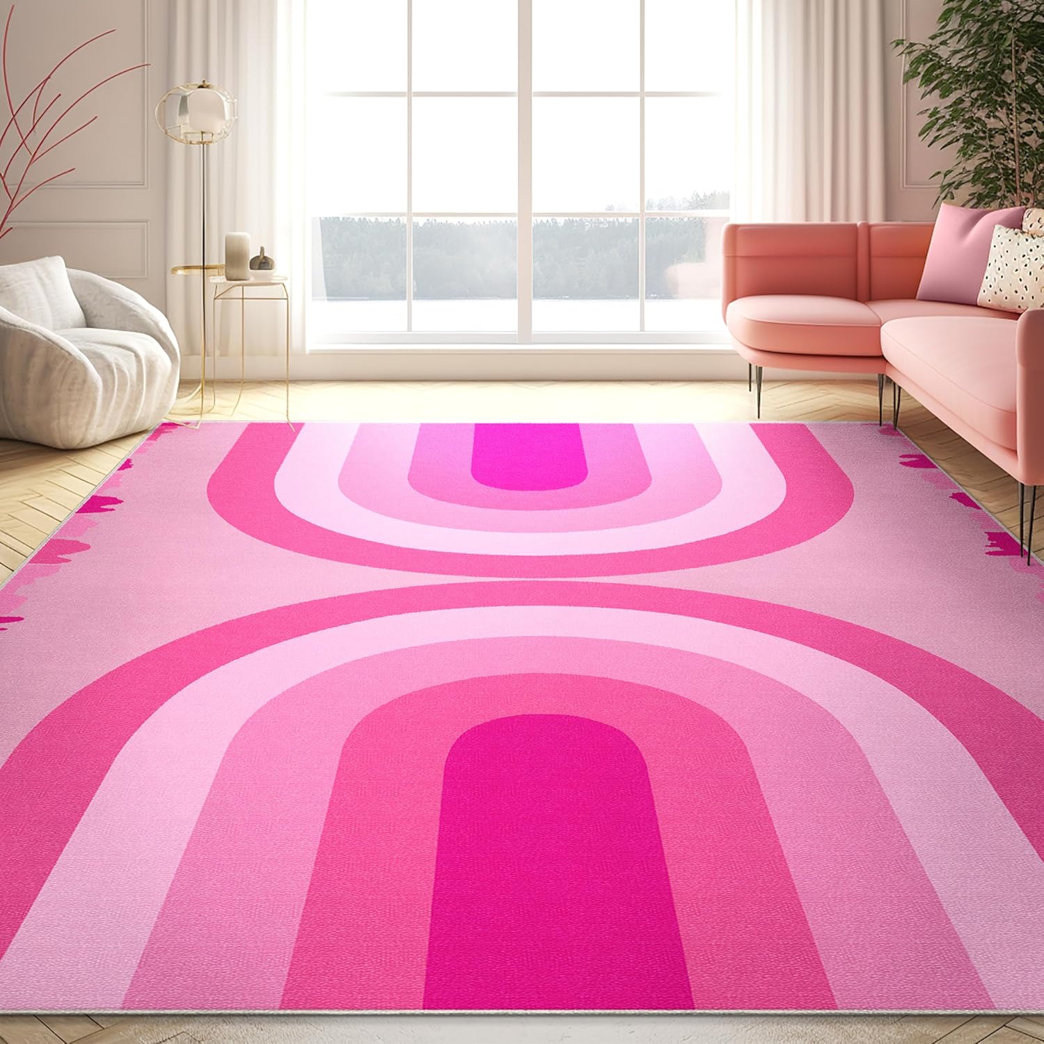 Amazon.com: Well Woven Apollo Washable 6' x 9' Area Rug - Hot Pink ...