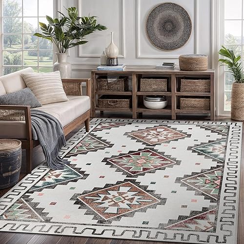 Miniatura 24 de CAMILSON Alfombra moderna de lujo de 8 x 10 pies, estilo vintage, abstracto, suave, de pelo medio, resistente a las manchas, fácil de limpiar, no