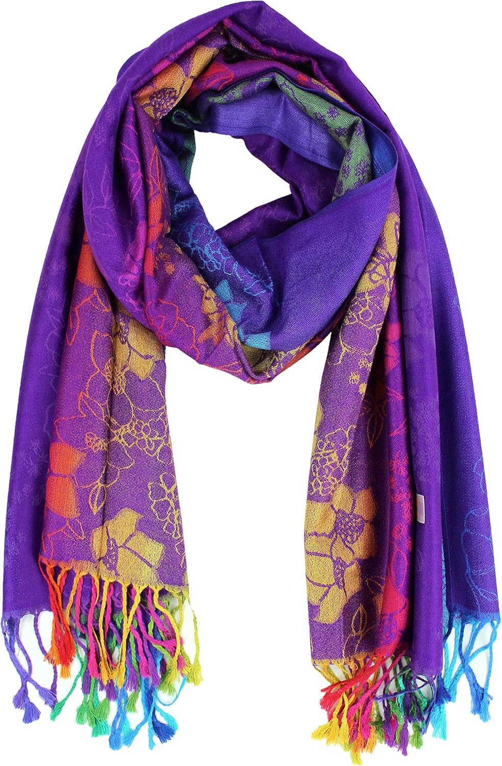 Rainbow Pashmina Colorful Silky Tropical Colorful Exotic Pashmina Wrap Shawl Scarf - Image 2