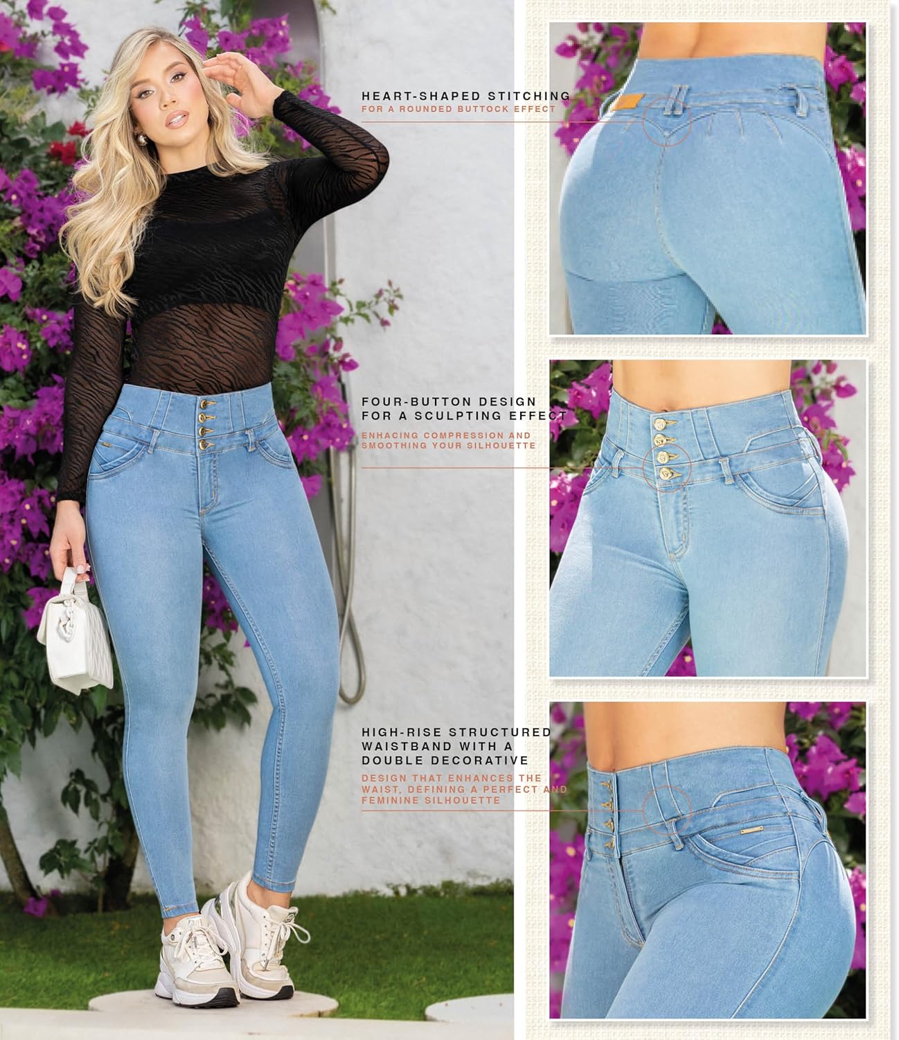 Pantalones Colombianos Levanta Cola, Skinny Stretchy Colombian Pants – Butt Lifting Jeans