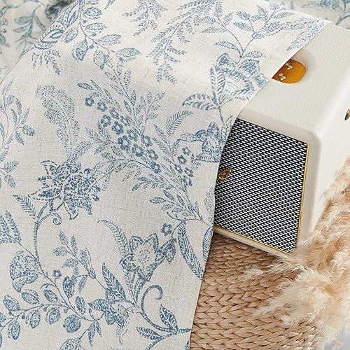 Miniatura 8 de Lazzzy Cenefa de lino para cocina, cenefa floral de granja para sala de estar, baño, dormitorio, cenefas de campo, tratamientos de ventana, café