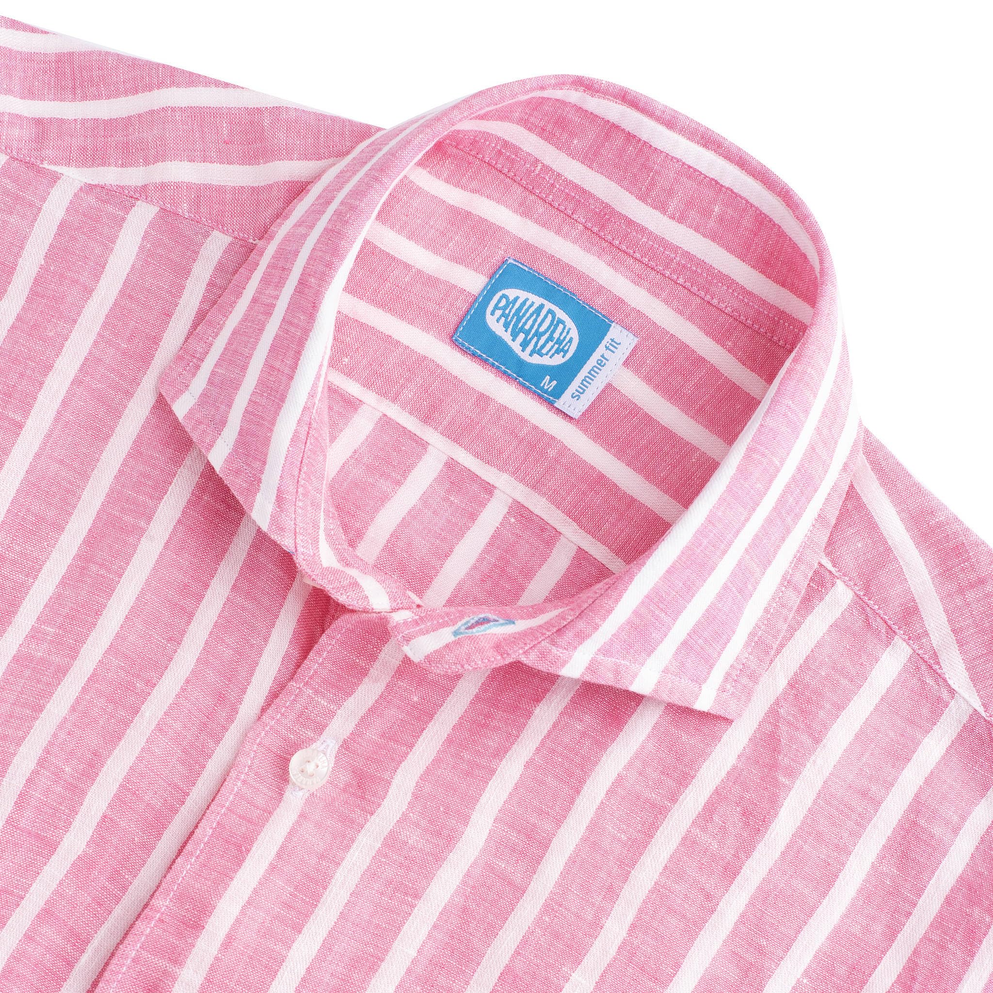 Panareha Camisa Hombre a Rayas Lino Amalfi Rosa (L)