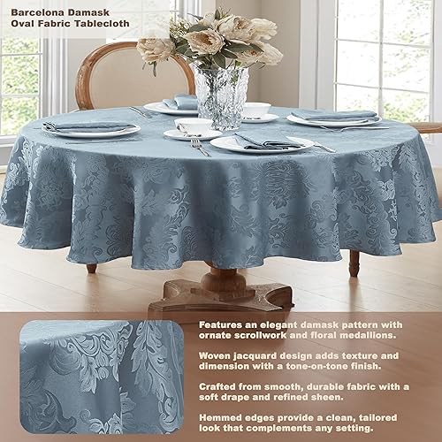 Vista 120 de Newbridge Barcelona - Manteles de tela de damasco, no planchables, antimanchas Borgoña