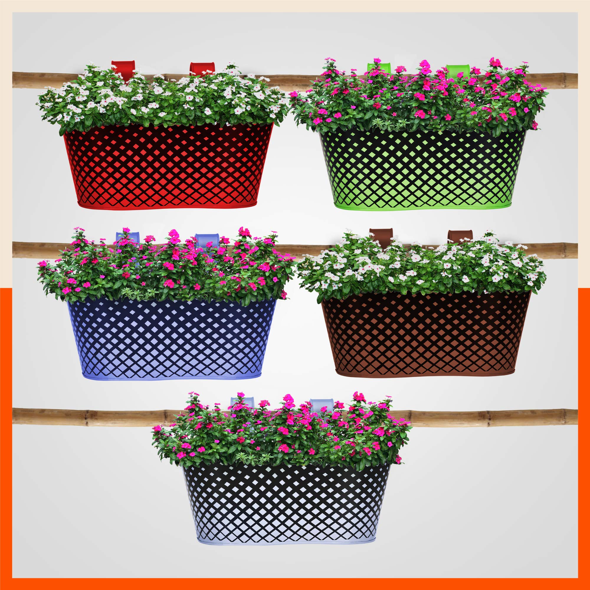 Bathla Patio Dia Oval Diamond Hanging Metal Pot Holders/Planters for Home/Balcony/Garden |Corrosion Resistant with Detachable Double Hooks |Urban Summer - Set of 5 (B08YR77DP3) Amazon Price History, Amazon Price Tracker