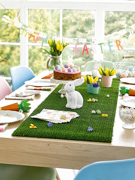 Talking Tables Artificial Grass Table Runner for Game Day, Easter, Birthdays & Weddings, 4.9ft x 15.7in, Green