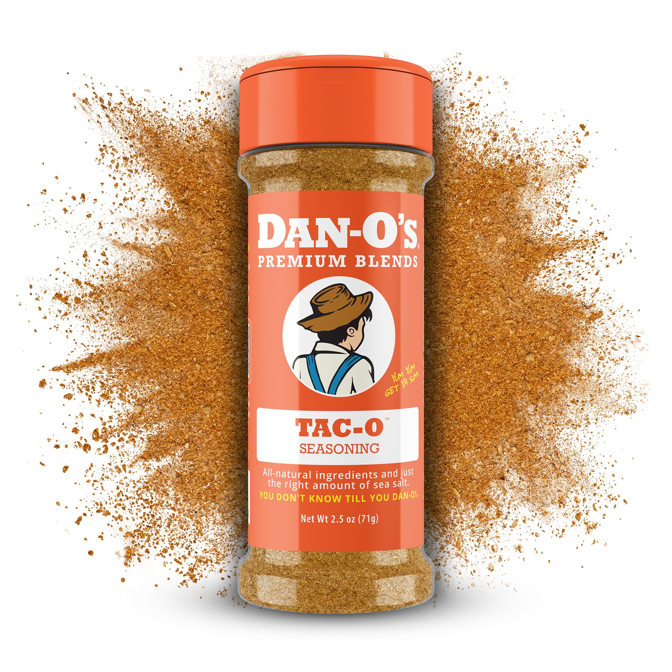 Dan-O's Tac-O™ Seasoning for Tacos, Mexican, and Snacks - All-Purpose, All-Natural, Sugar Free, Zero Calorie Mild Taco Seasoning Mix for Cooking & Grilling Anything - Online Exclusive (2.5 oz)