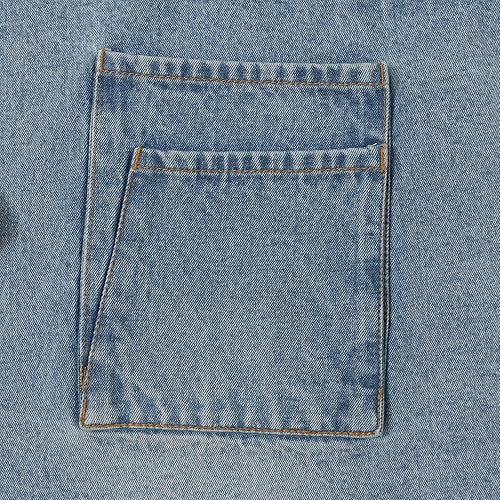 Miniatura 6 de Jeanerlor Delantal de cintura de mezclilla lavado ácido con bolsillos para mujer