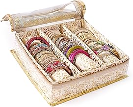 Handicraft-Palace Bangle Box Brocade Cloth 3 Rod Box (Gold)