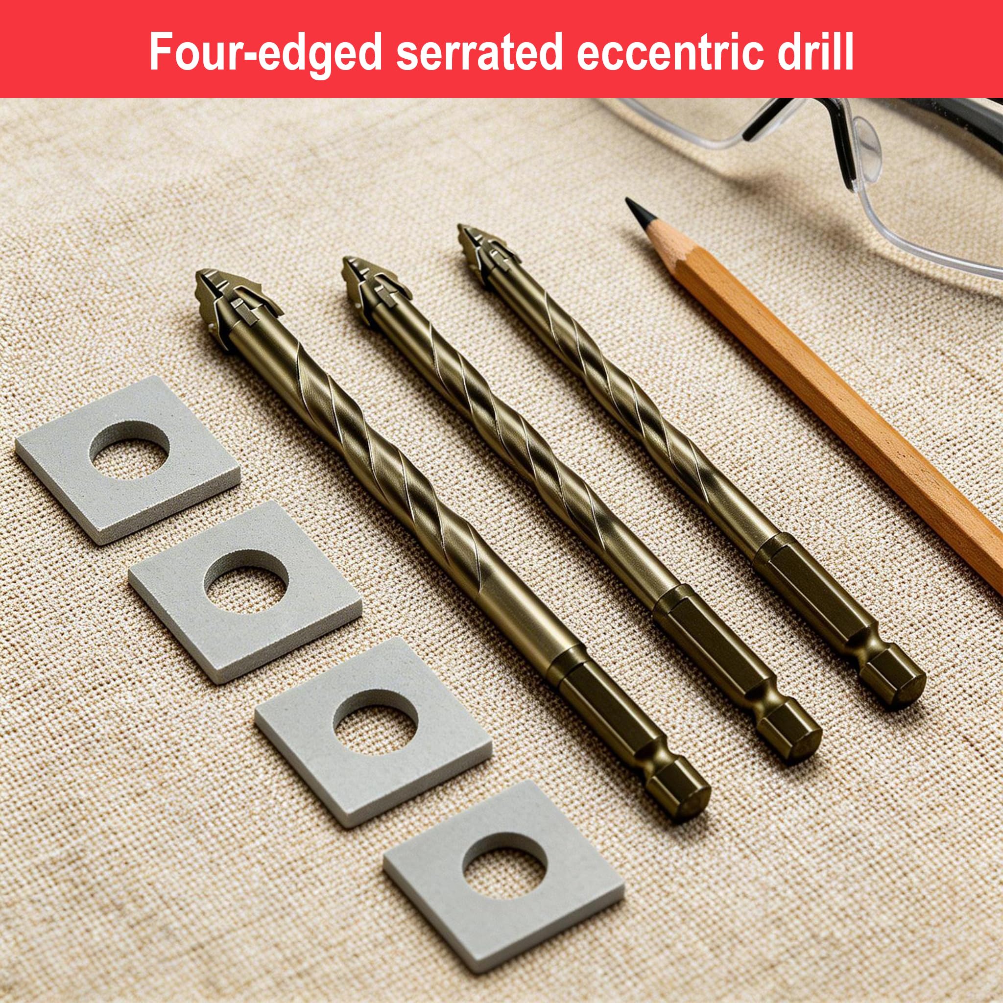 Set 4 Pezzi Punta Powerbit per Piastrelle Ceramica Vetro Porcellana (6-12 mm)