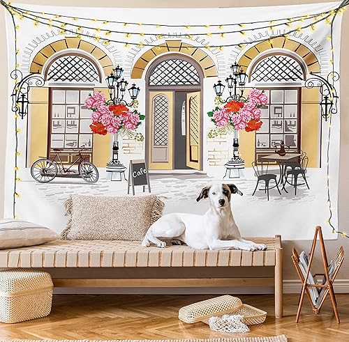 Miniatura 49 de Lunarable Tapiz de girasol tamaño Queen, ramo de ilustraciones inspiradas en la naturaleza abstracta composición retro, colcha colgante de pared,