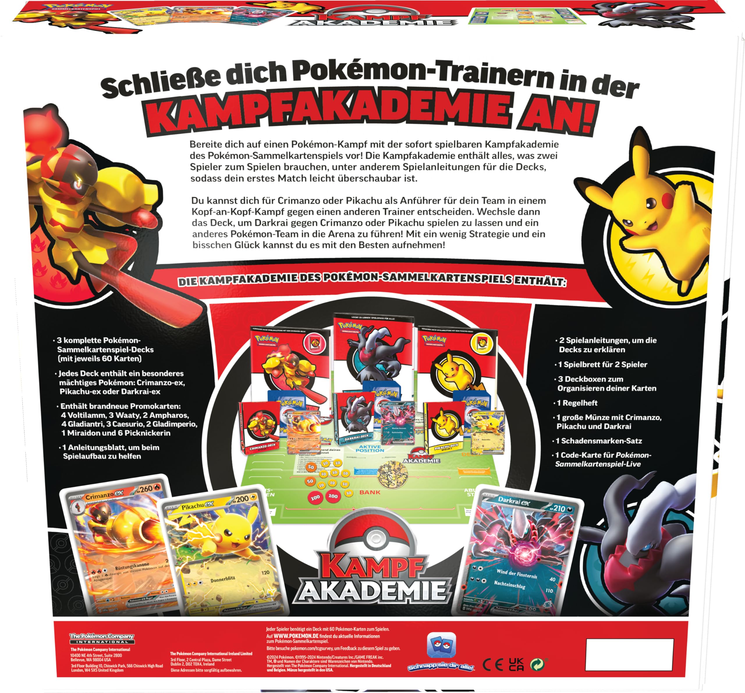 Pokémon-Sammelkartenspiel: Kampfakademie (Pikachu-ex, Crimanzo-ex & Darkrai-ex)