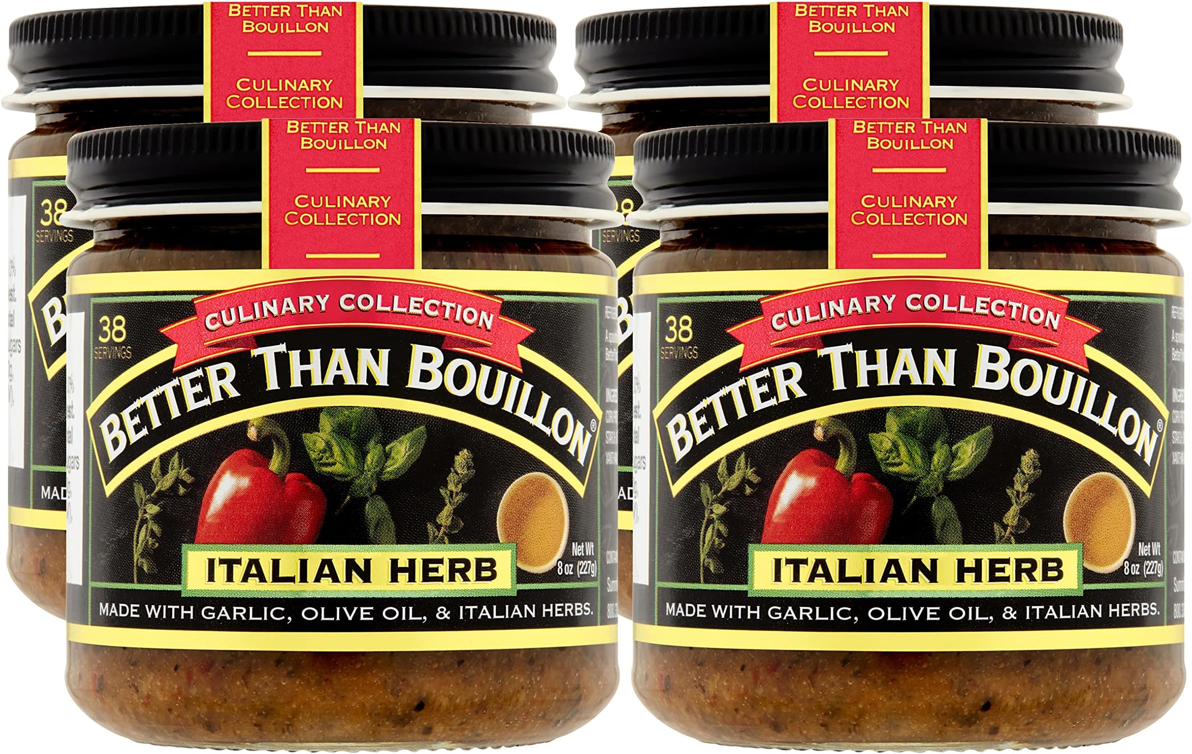 Culinary Collection Base, Italian Herb Base, Contains 38 Servings Per Jar, 8-Ounce Glass Jar (Pack of 4)