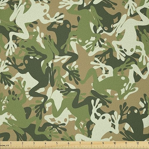 Vista 430 de Ambesonne Tela beige de The Yard, ilustración contemporánea de animales marinos en estilo retro, arte de caballito de mar de cangrejo de pulpo, tela