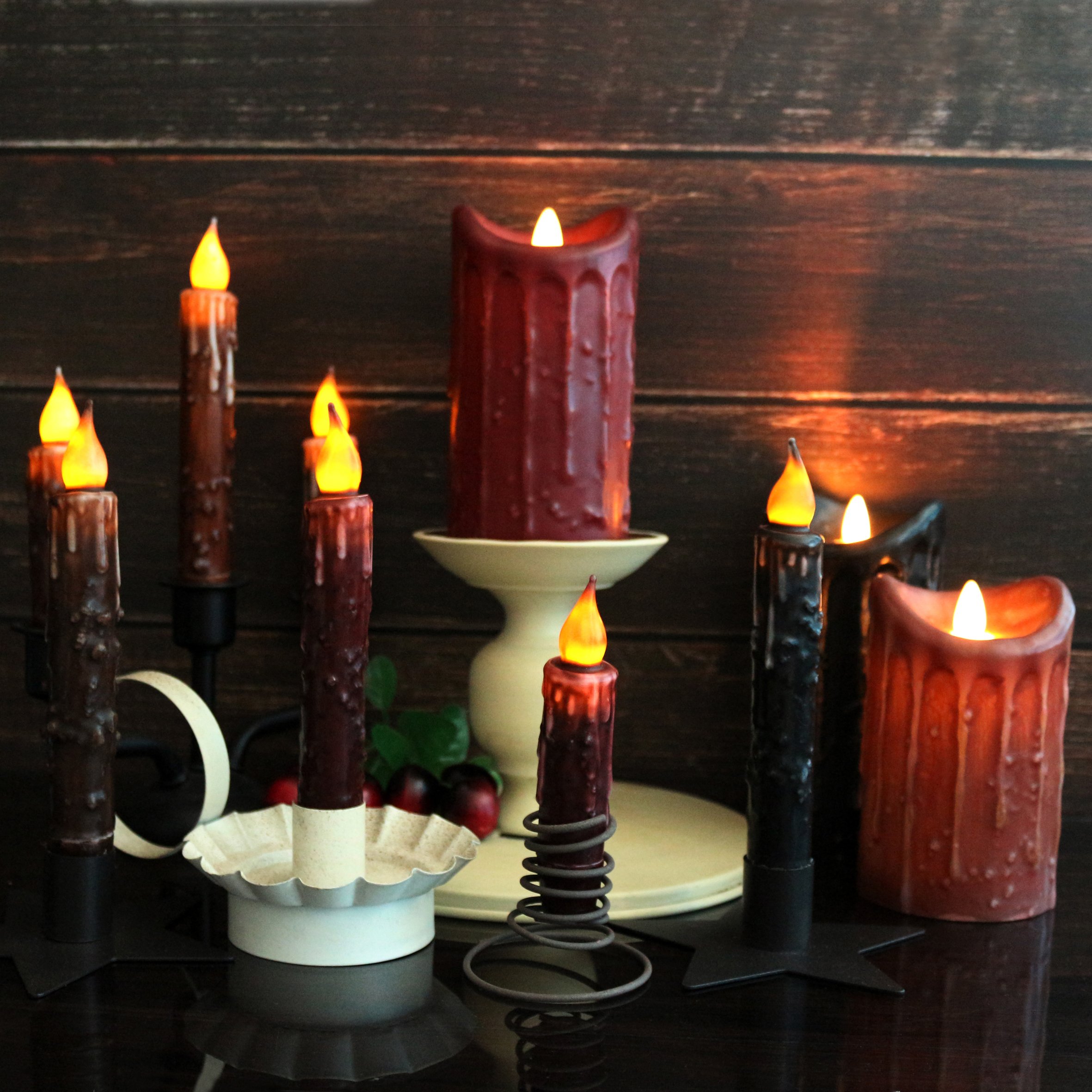 Nero Candele Coniche Senza Fiamma Con Timer per Halloween