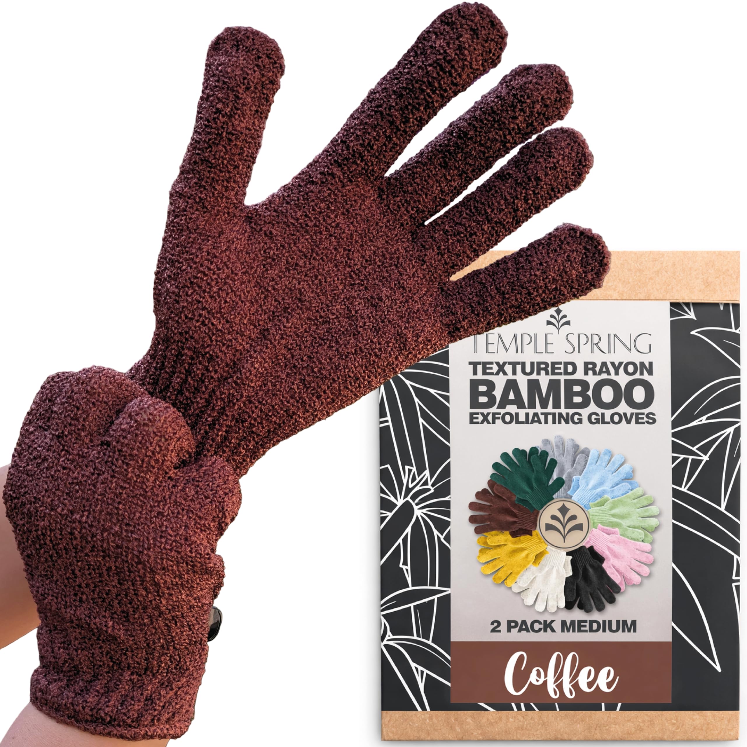 Temple Spring Guante Exfoliante Corporal, Exfoliante Cuerpo Esponja, Guante Autobronceador, Bambú Manoplas Baño, Exfoliating Glove – Rosa — view 14