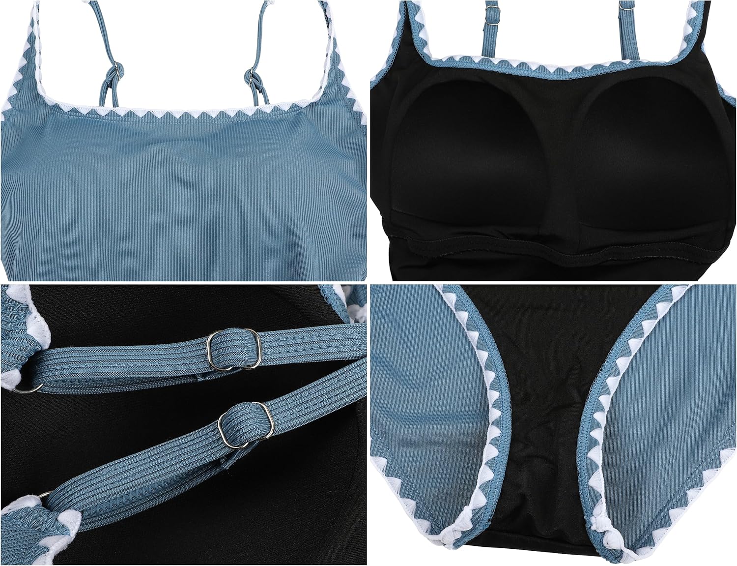 Hilor Women's Ribbed One Piece Swimsuits Tummy Control Slimming Bathing Suit Scalloped Monokini Swimwear - Image 9