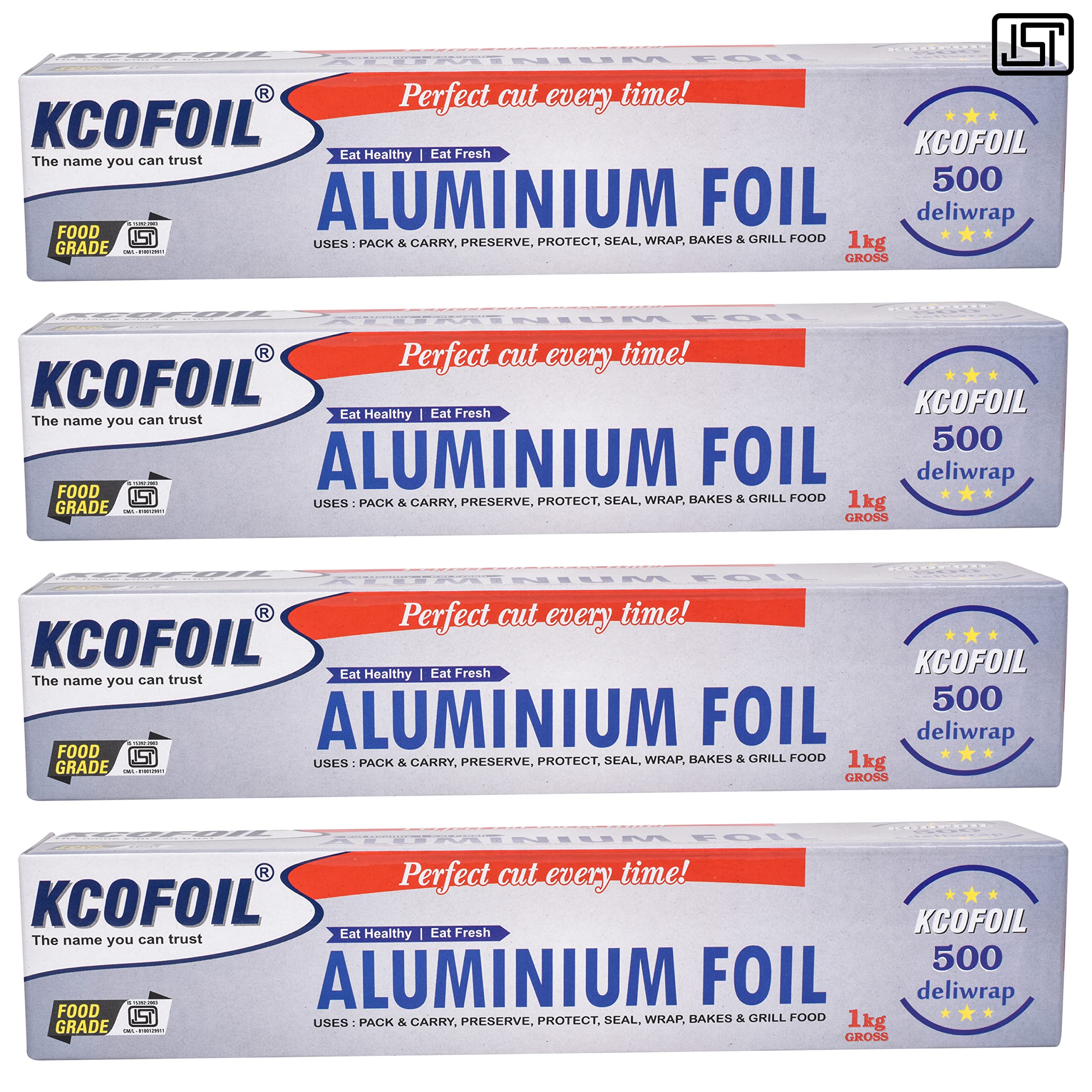 Kcofoil Aluminium Foil 1Kg Gross 500 Deliwrap 18Micron Food Wrapping,Packing, Grilling,Storing and Serving (Pack of 4) (B0BVWDHTCN) Amazon Price History, Amazon Price Tracker