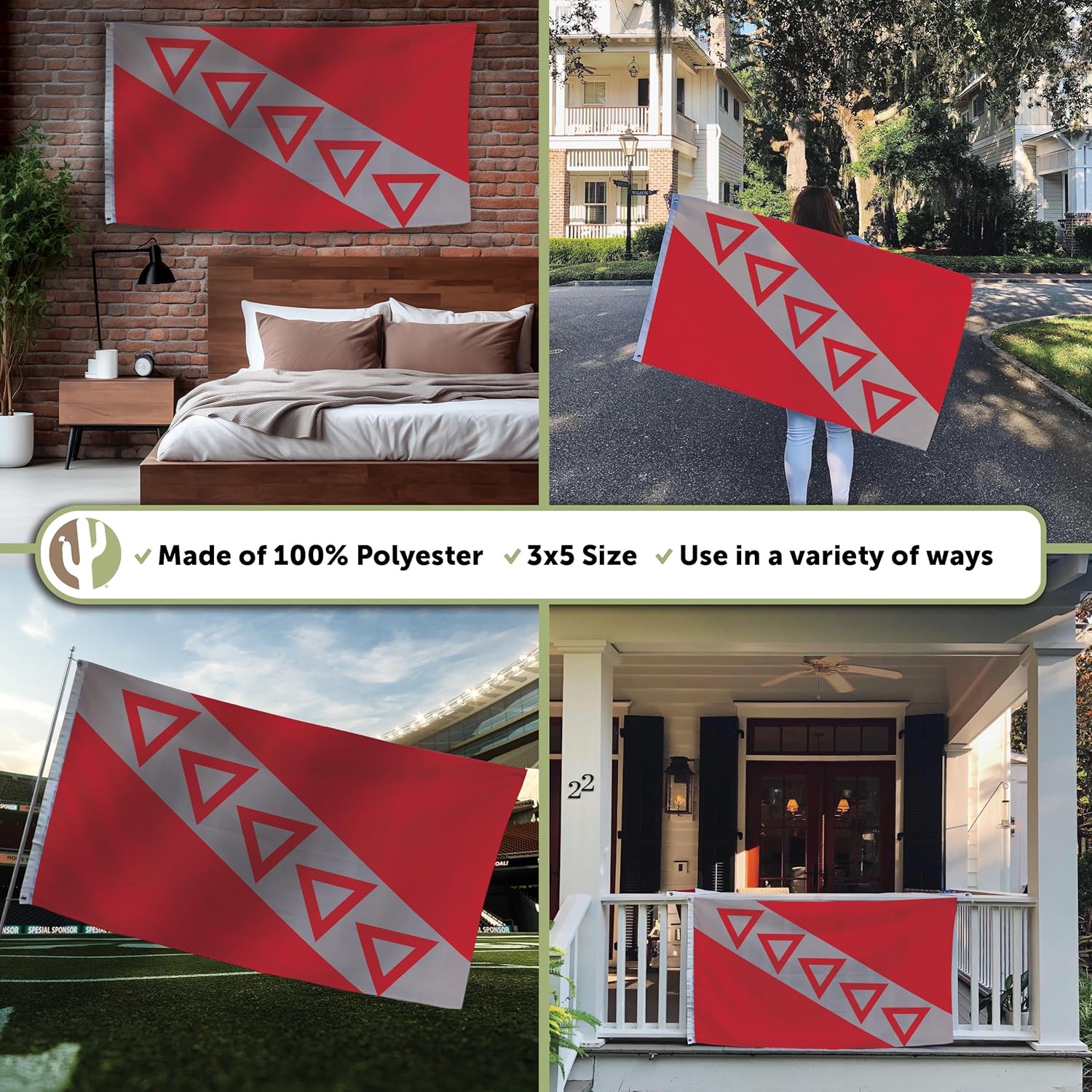 Desert Cactus Tau Kappa Epsilon TKE Flag Chapter Fraternity 3x5 feet Polyester Banner Sign Decor TKE (Pack of 2)