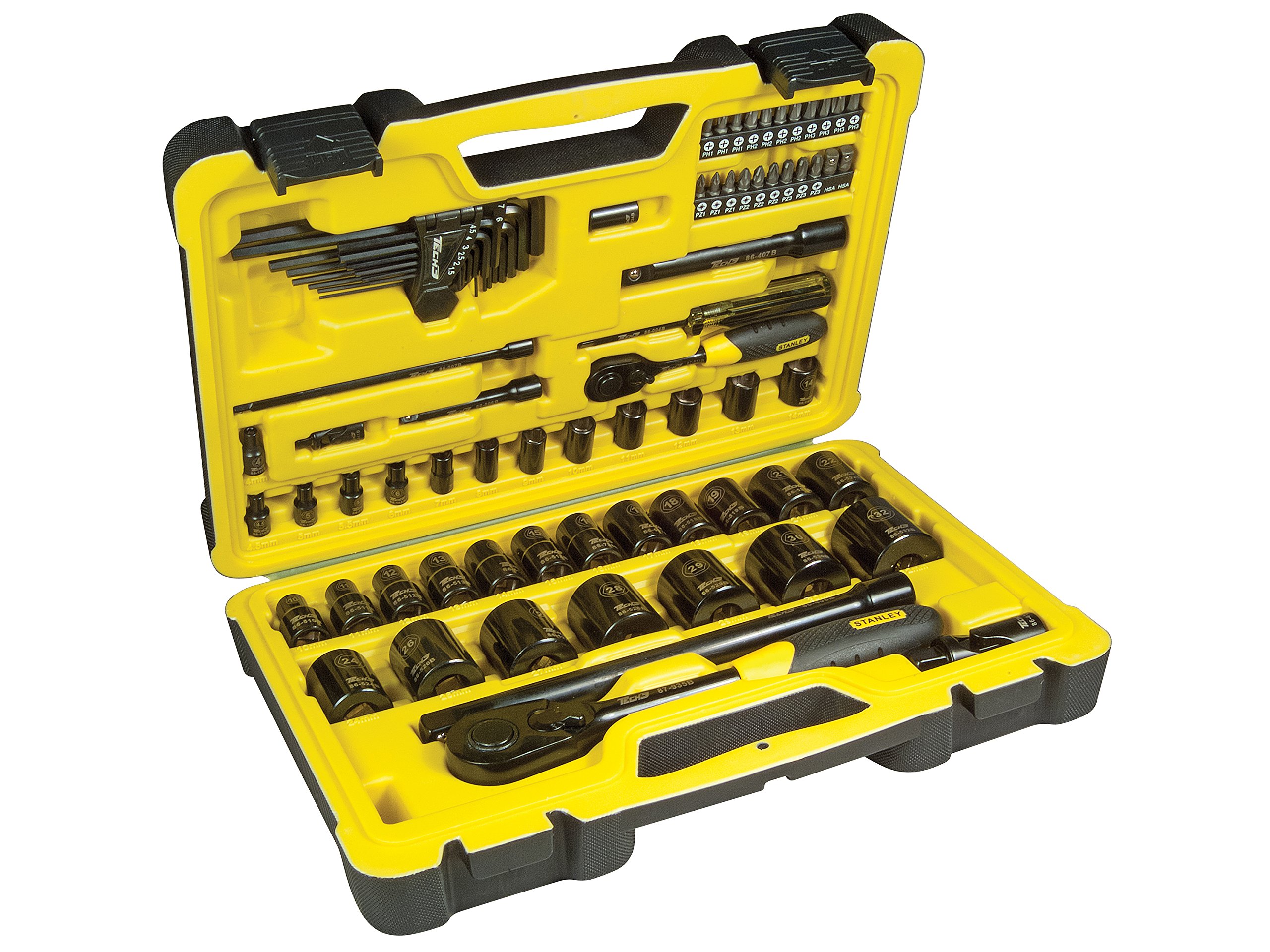 Dewalt STHT0-72655 78 Piece Tech3 1/4" & 1/2" Screwdriver Socket Set, Black, Set of 78