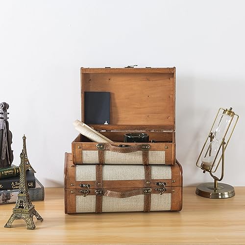 Miniatura 6 de SLPR caja decorativa en forma de maleta con correas, 2 unidades, Beige