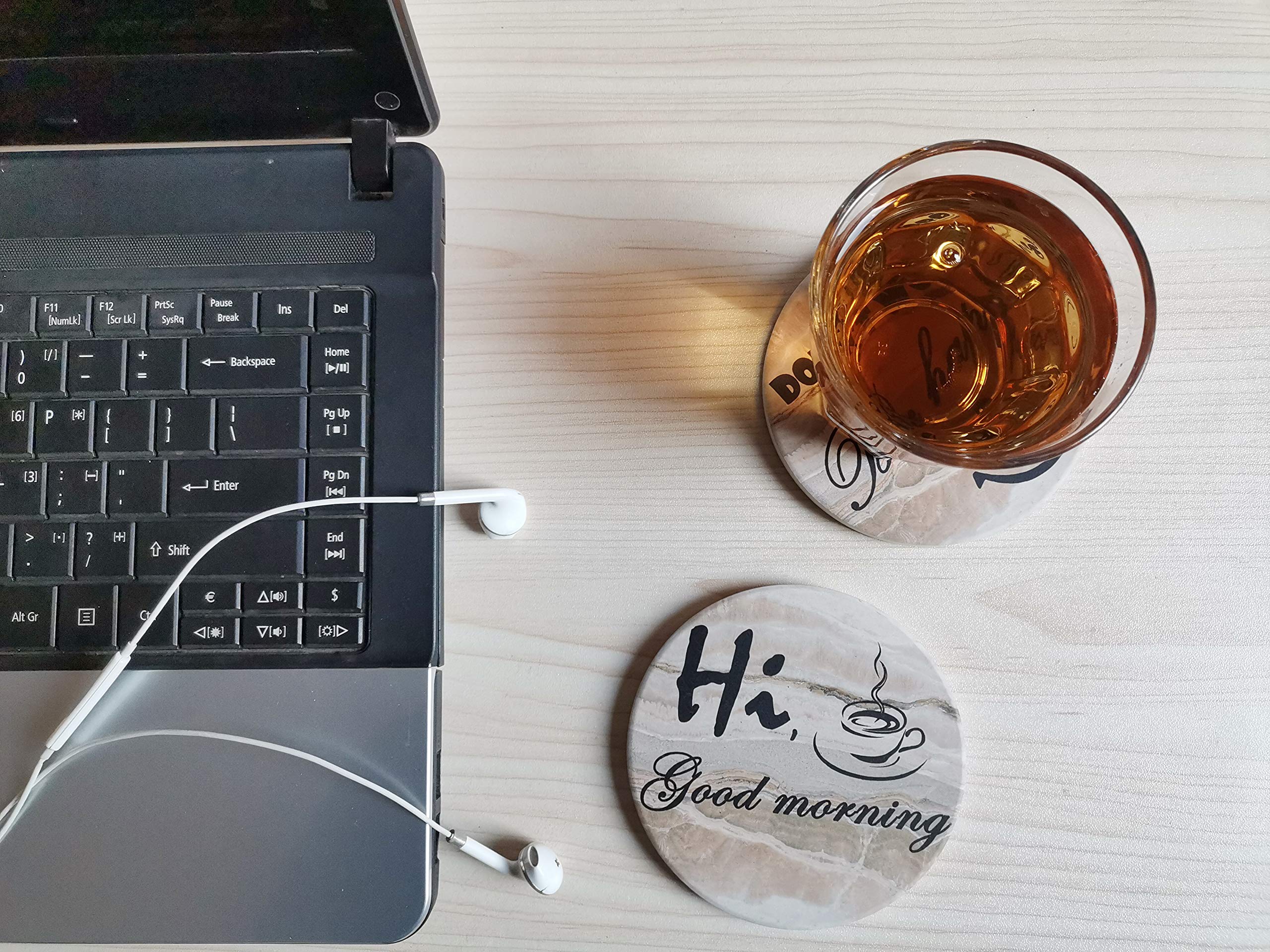 Funny Phrase Drink Coasters Absorbent with Holder,Funny Slogan Coasters for Drinks Set of 6,4 Inches Table Office Drink Coasters for Housewarming Gifts Home Bar