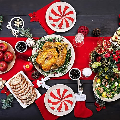 Miniatura 6 de Servilletas de papel de Navidad, 100 servilletas desechables de caramelo de menta redondas, piruletas de Navidad, decoración de vajilla, servilletas