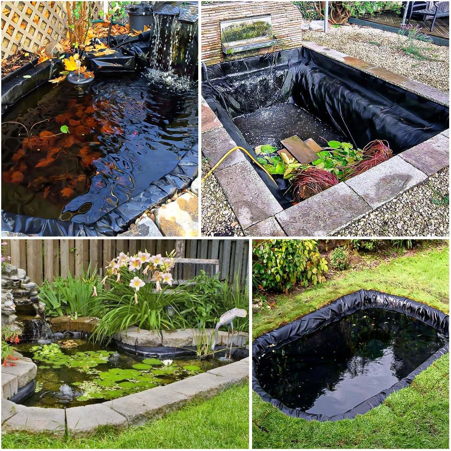 Telo per Laghetto da Giardino Sottostrato per Laghetto Nero Pieghevole,Telo per Laghetto Piscine per Pesci Membrana Pellicola Impermeabile,0.5mm,18x3m