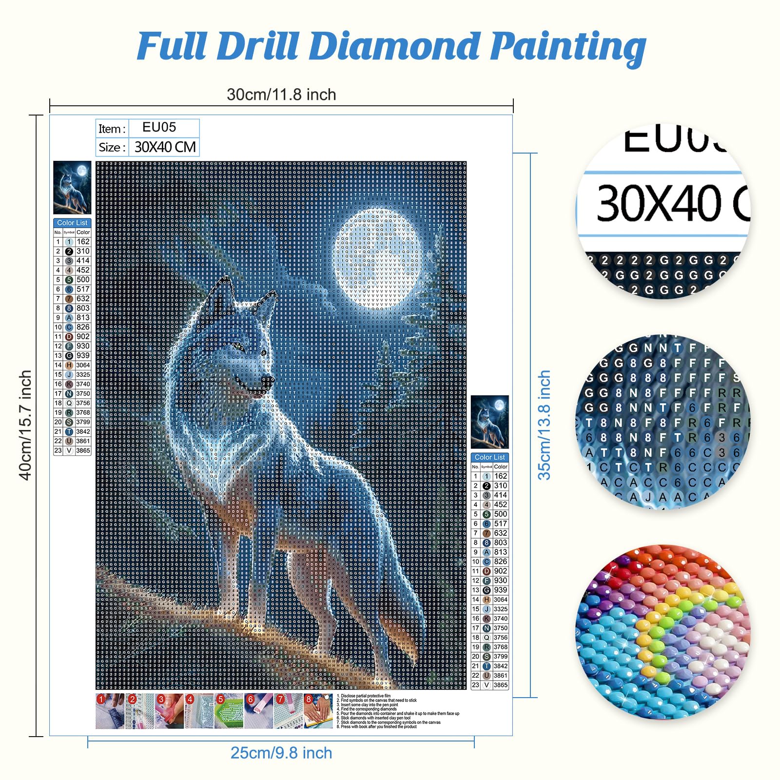 Kit Diamond Painting Loup Dans La Forêt 30x40 Cm - Peinture Par Diamants 5D Pour Adultes Débutants - Loisir Créatif & Déco