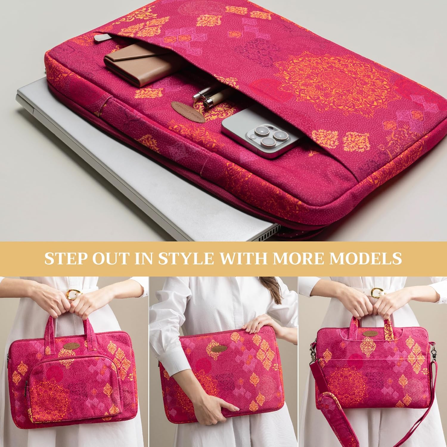 Maison d'Hermine Laptop Sleeve with Handle Case Stain and Water Repellent Cotton Canvas