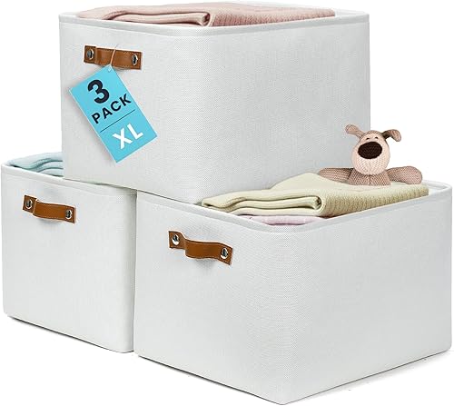 Miniatura 27 de OrganiHaus - Canastas de almacenamiento de tela para estantes y armarios, pequeñas, 12 x 8 pulgadas, organizadoras, para ropa blanca, paquete de 3,