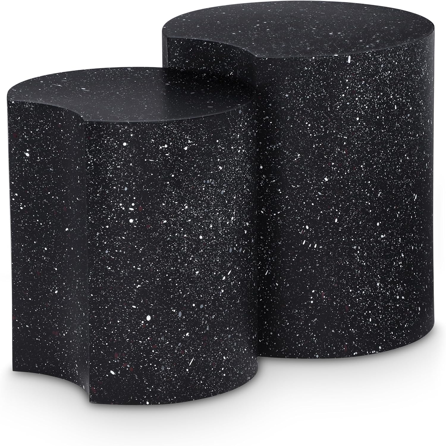 Meridian Furniture Dimple 2 Piece Black Terrazzo Pattern Iron Metal End Table