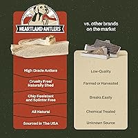 Vista 6 de Heartland - Cuernos de alce para perros, grado A, cuernos de desprendimiento natural Huesos de perro para masticadores agresivos y cachorros