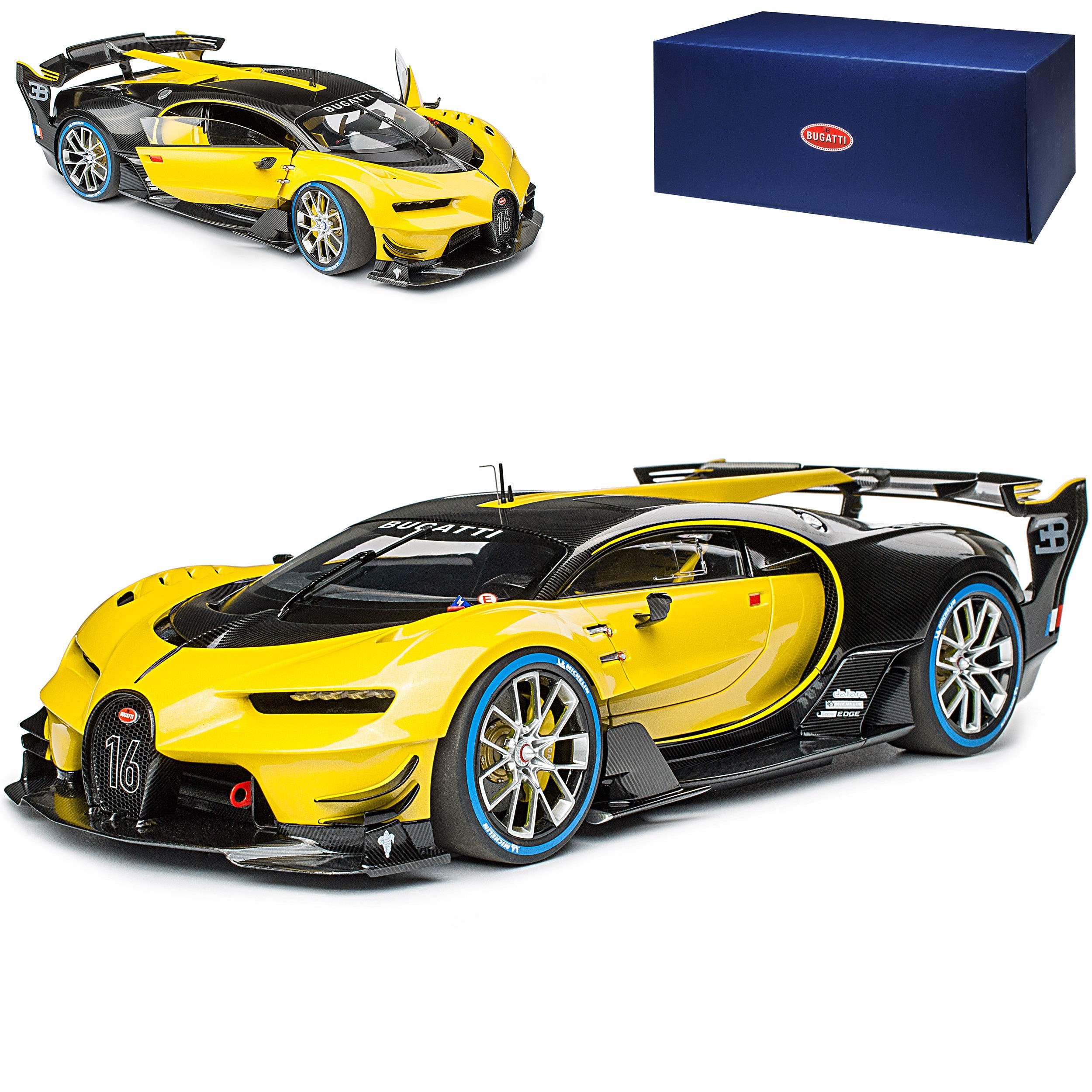 Generisch Bugatti Chiron Vision GT Gran Turismo Coupe Gelb mit Schwarz Ab 2016 70989 1/18 Auto*Art Modell Auto