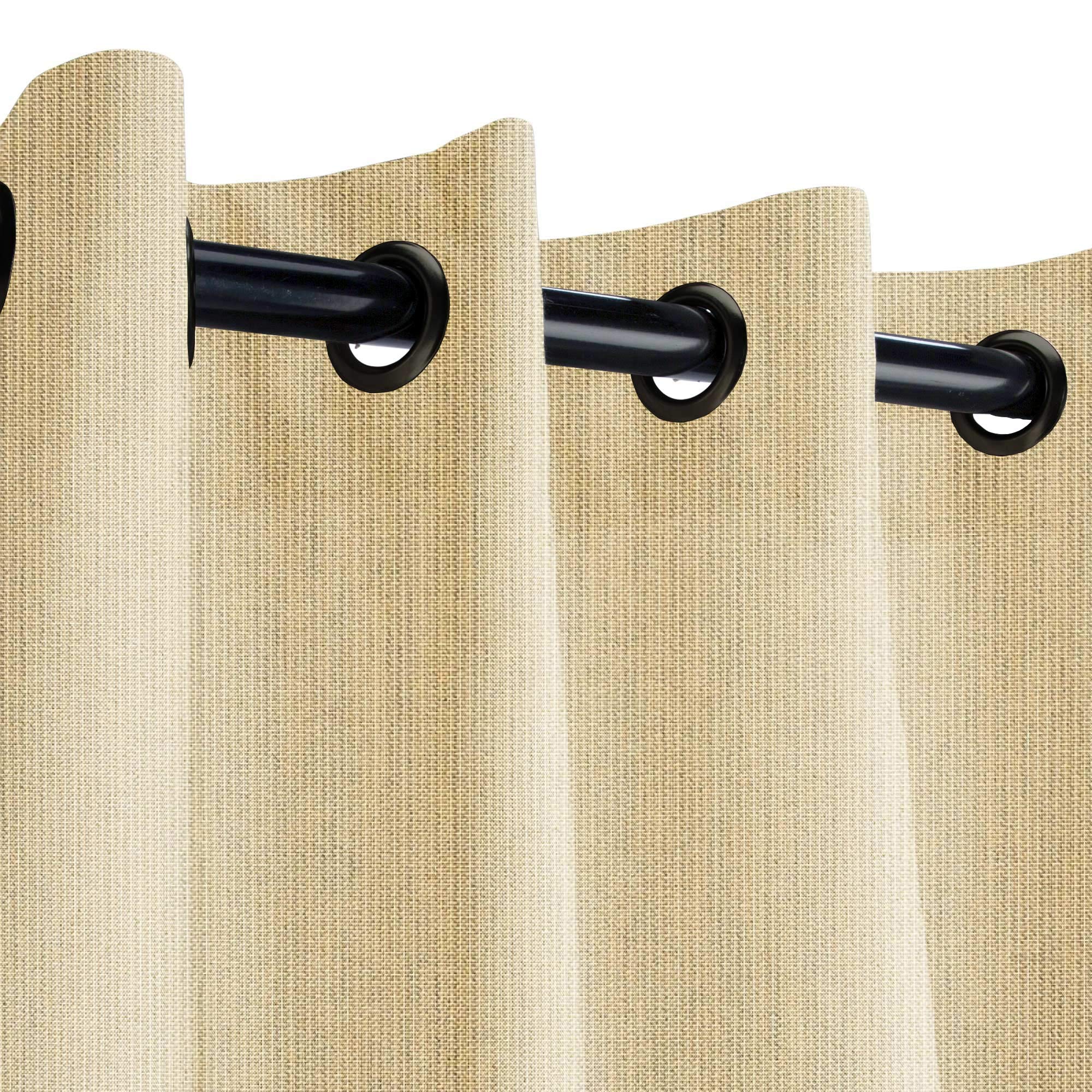 Sunbrella Spectrum Sand Outdoor Curtain with Dark Gunmetal Grommets 50 in. Wide x 84 in. Long