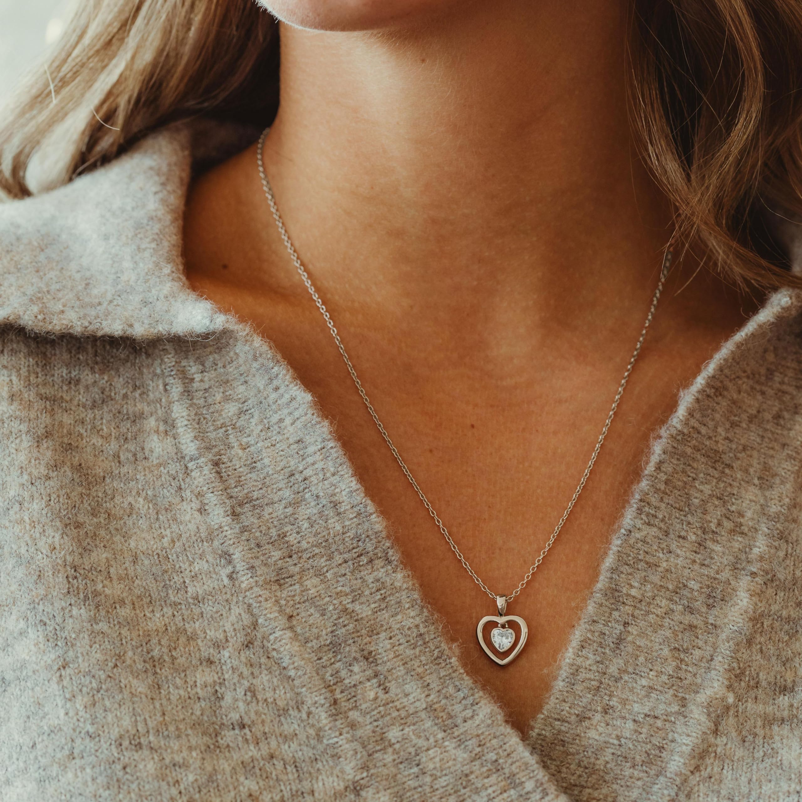 Amoonìc Herzkette Silber 925, Halskette Damen Kette mit Herzanhänger | Ich liebe Dich Anhänger mit Herz als Schmuck Geschenk für Frauen Sie Mama Freundin Ehefrau Liebesgeschenk