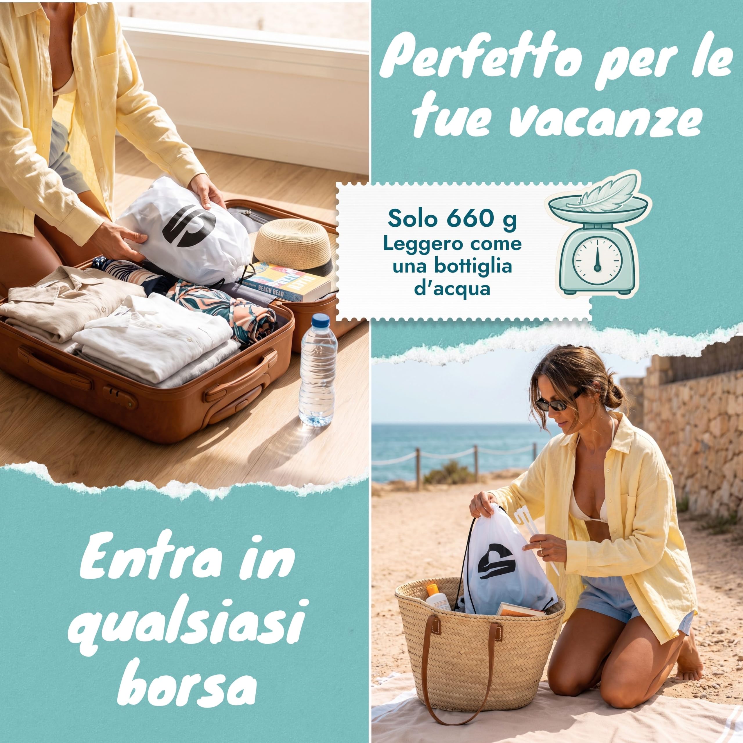 Airlounge Poltrona Spiaggia Gonfiabile, Blu Petrolio | Schienale gonfiabile per spiaggia, leggero e compatto, ideale per relax e viaggio